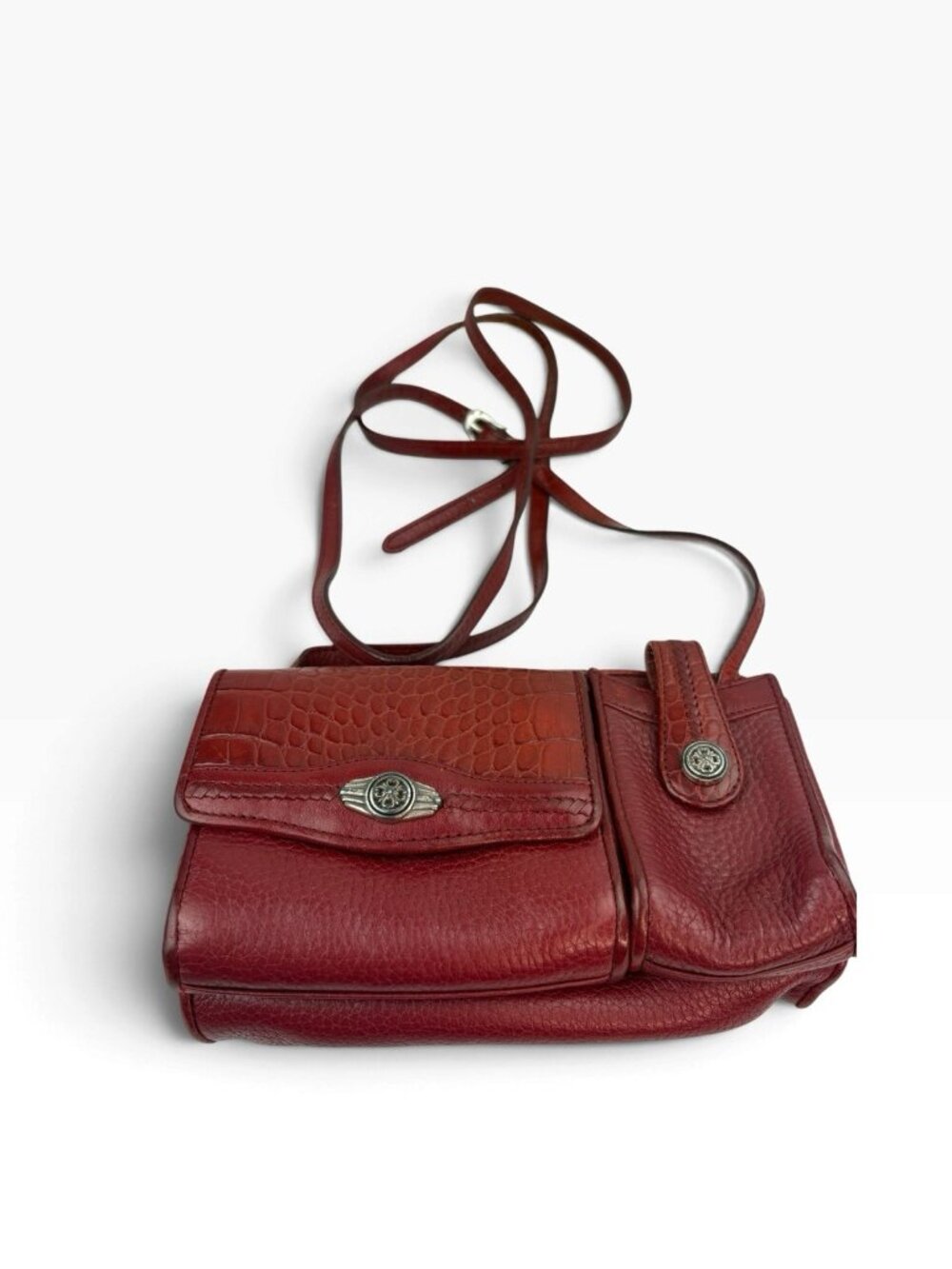 -Crossbody Wallet Purse Red Pebbled Leather Travel Festival Western Casual - Picture 1 of 12